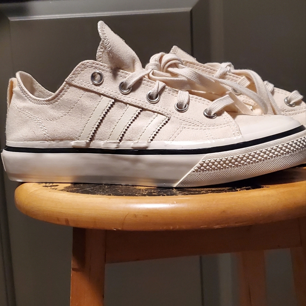 White and Cream Adidas Nizza Sneakers